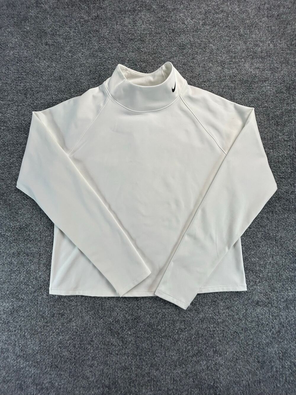 Nike Pro Dri-FIT Mock Neck Crop Top WMS XL White Long Sleeve Compression Shirt